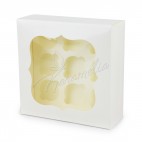 Коробка на 9 кексів з віконцем біла, 250*250*90