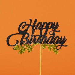 Топпер "Happy birthday" с золотой веточкой