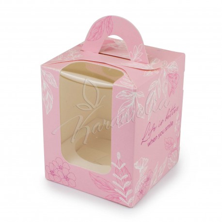 Коробка на 1 кекс, 82 *82 * 100 рожева
