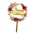 Топер акриловий "Happy birthday" з колосками