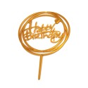 Топер акриловий "Happy Вirthday" коло два серця, бронза