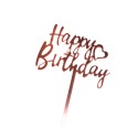 Топер акриловий "Happy Вirthday" серце, пудрово-рожевий