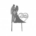 Топер на паличці "Наречені Mr&Mrs" срібло