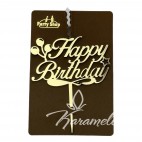 Топер акриловий "Happy birthday" золото, квадрати
