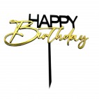 Топер чорний+золото №2 надпис "Happy Вirthday"