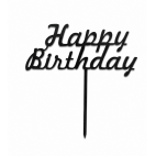 Чорний топер "Happy Birthday" №2 на палочці