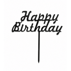 Чорний топер "Happy Birthday" №2 на палочці