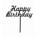 Чорний топер "Happy Birthday" №2 на палочці