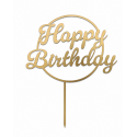 Золотий топер "Happy Birthday" №4 на палочці