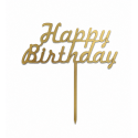Золотий топер "Happy Birthday" №2 на палочці