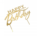 Золотий топер "Happy Birthday" на палочці