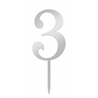 Топер №3 цифра 3 срібло