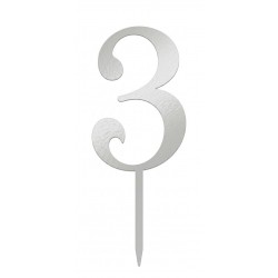 Топер №3 цифра 3 срібло