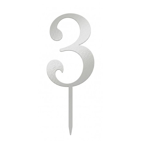 Топер №3 цифра 3 срібло