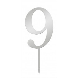 Топер №3 цифра 9 срібло
