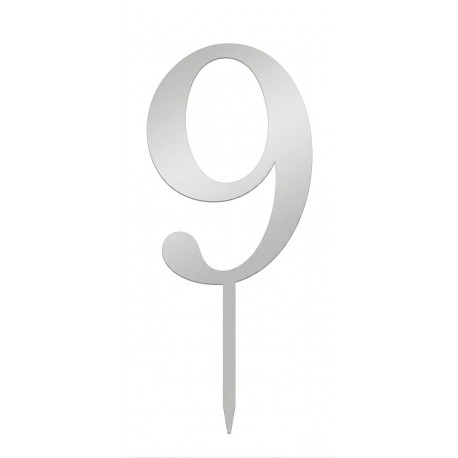 Топер №3 цифра 9 срібло