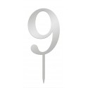Топер №3 цифра 9 срібло