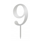 Топер №3 цифра 9 срібло