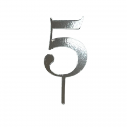 Топер №3 цифра 5 срібло